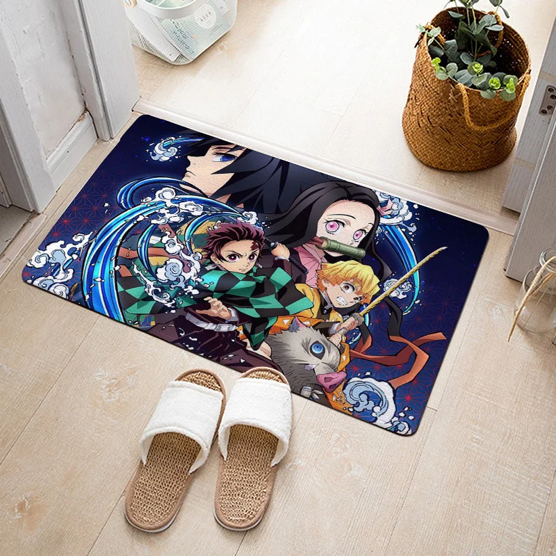 

Doormat Mat Entrance Kitchen Carpet Flannel Soft Anime Rug Children Crawling Anime Demon Slayer Lounge Rug Mat bedside Bath Mats