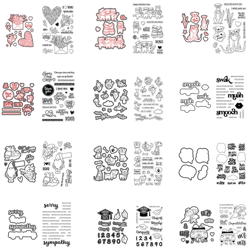 

Mixed Deals Stamps and Dies Animals Words Numbers for Diy Embossing Scrapbooking Stencil Craft Die and Stamp Set New 2021