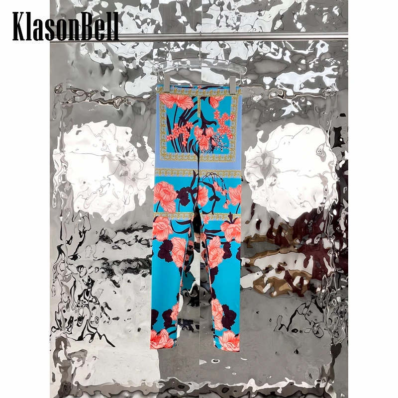

5.9 KlasonBell Print Contrast Color High Waist Slim Comfortable Leggings Women
