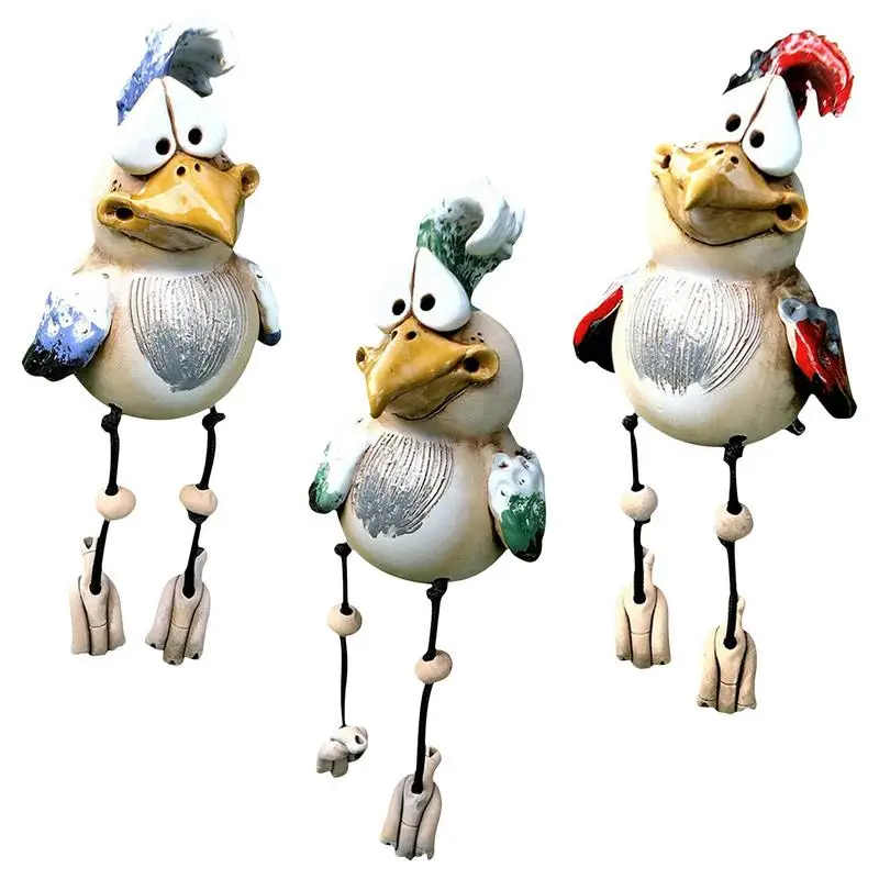 

Easter Resin Daze Rooster 3Pcs Funny Garden Chicken Statue Ornaments Wacky Rooster Yard Figurine Home Sculpture Decoration For