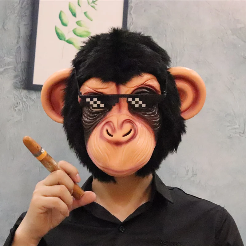 

Monkey Mask Full Face Real Latex Mascara Animal Head Hood Halloween Carnival Cosplay Jolly Chimp Masquerade Costume for Adult