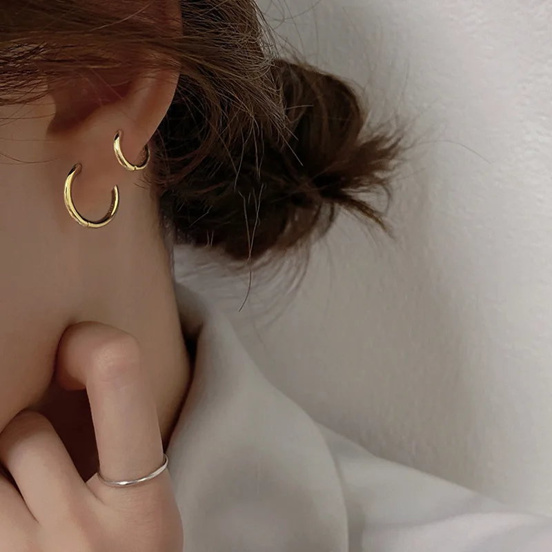 

Korean S925 Sterling Silver Circle Simple Earrings For Women Girls Fashion Vintage Small Cool 2022 Trend Jewelry Party Gifts