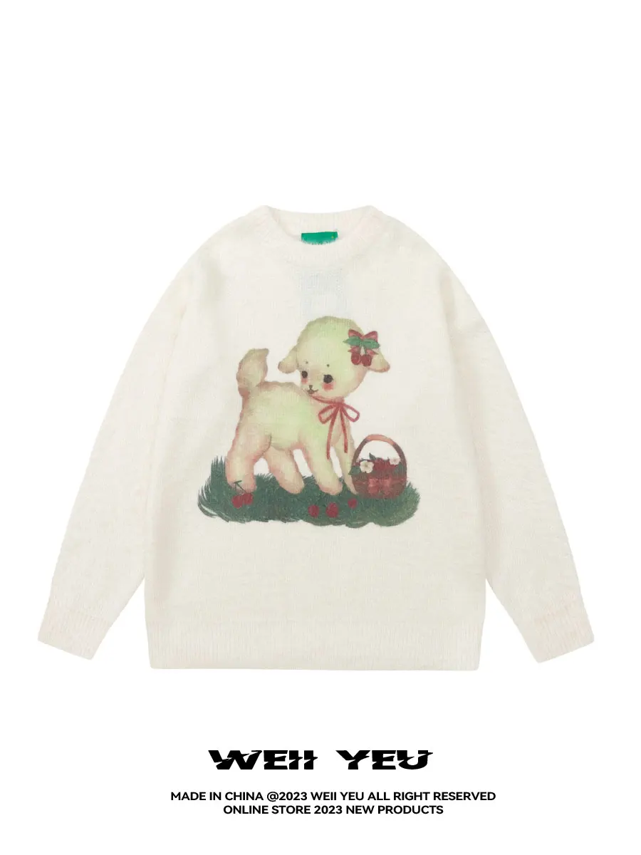 WEII Yeu осенне-зимний новый ретро-мультяшный вязаный свободный универсальный