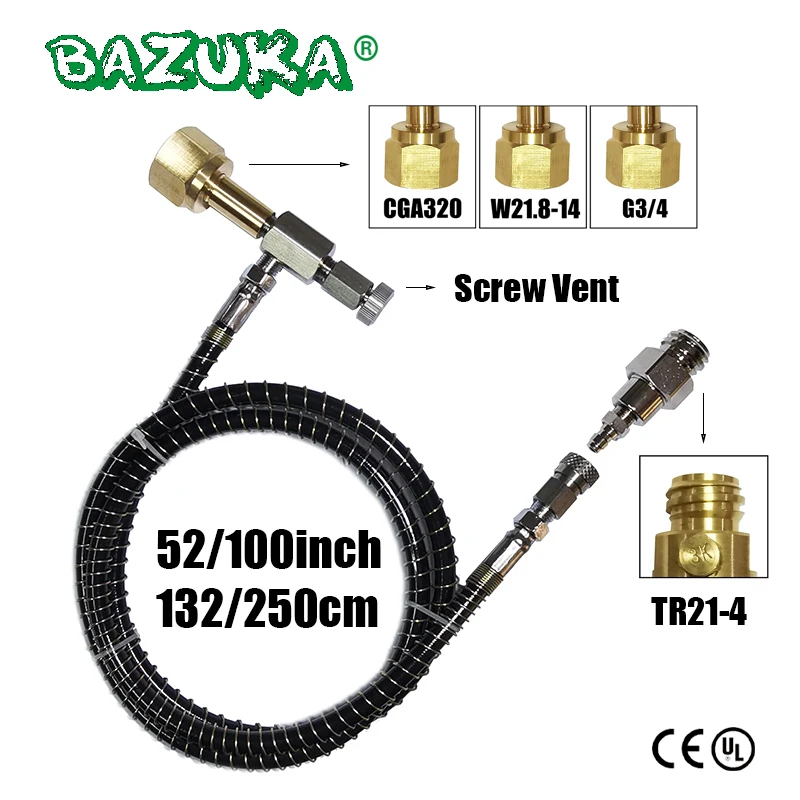 

Sodastream CO2 Cylinder Tank Soda Club to External Adapter and Hose Kit With Quick Disconnect Connector Vent W21.8 G3/4 CGA320