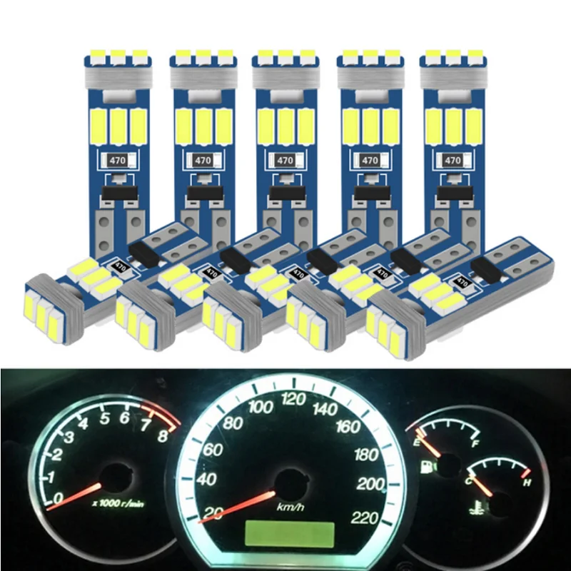 

10PCS T5 Led W3W Meter Bulb Instrument Dash Lights 73 74 17 27 Car Interior Neo Wedge Dashboard Dash Side Lamp Signal Bulb