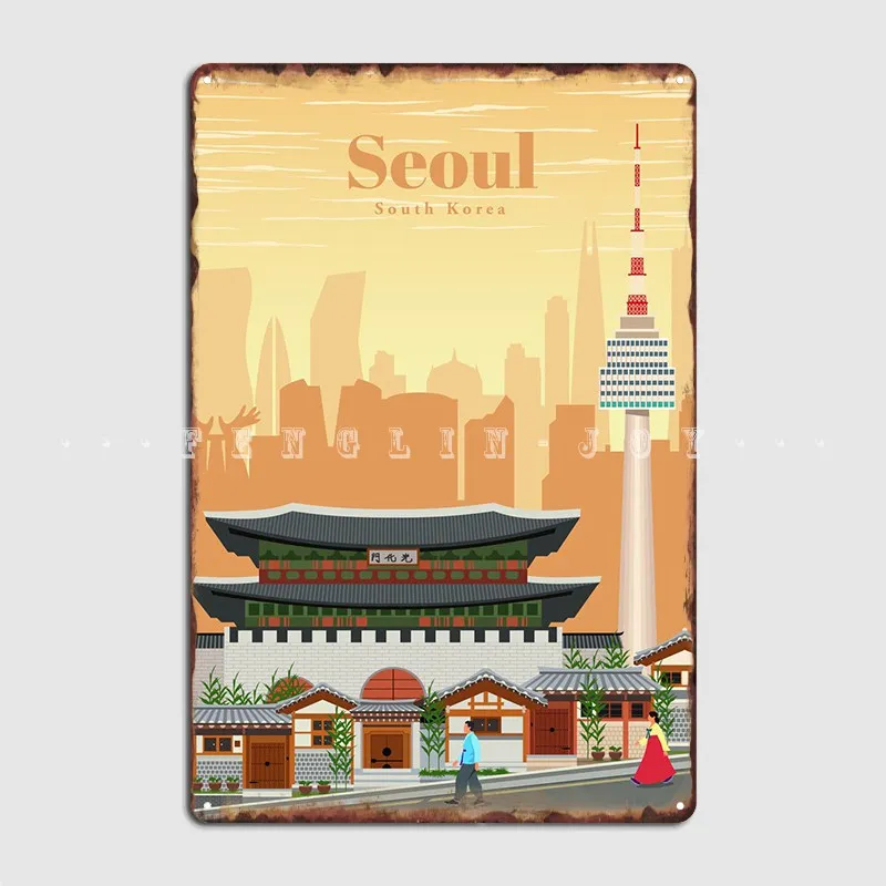 

Travel To Seoul Metal Sign Cinema Kitchen Wall Custom Wall Decor Tin Sign Poster