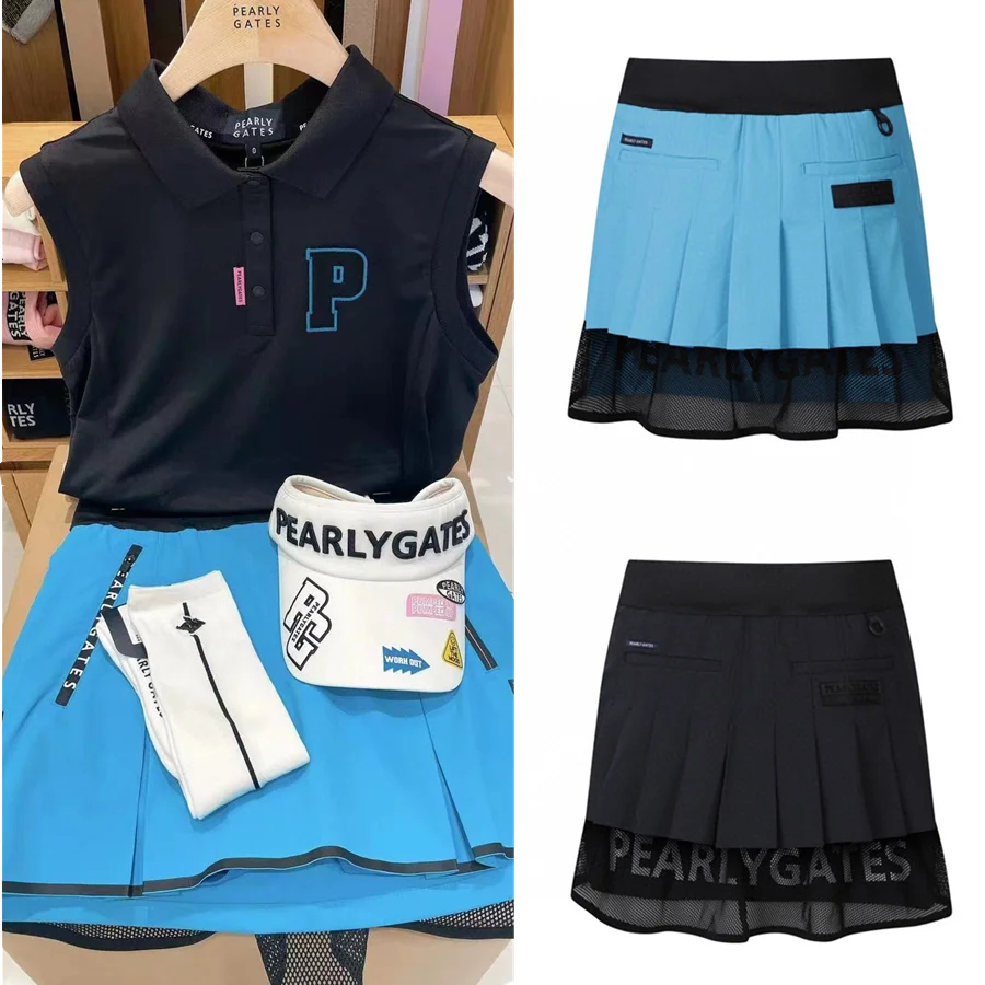 Spring and summer golf lady skirt sports function quick-drying fabric stitching mesh pleated skirt college style outdoor sports