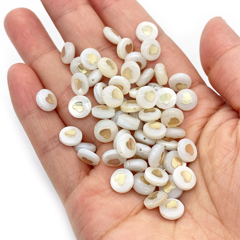 

Natural Freshwater Shell Beads 8mm Round Bead Charms for DIY Jewelry Making Bracelet Necklace Earrings Plating Heart Shell Beads