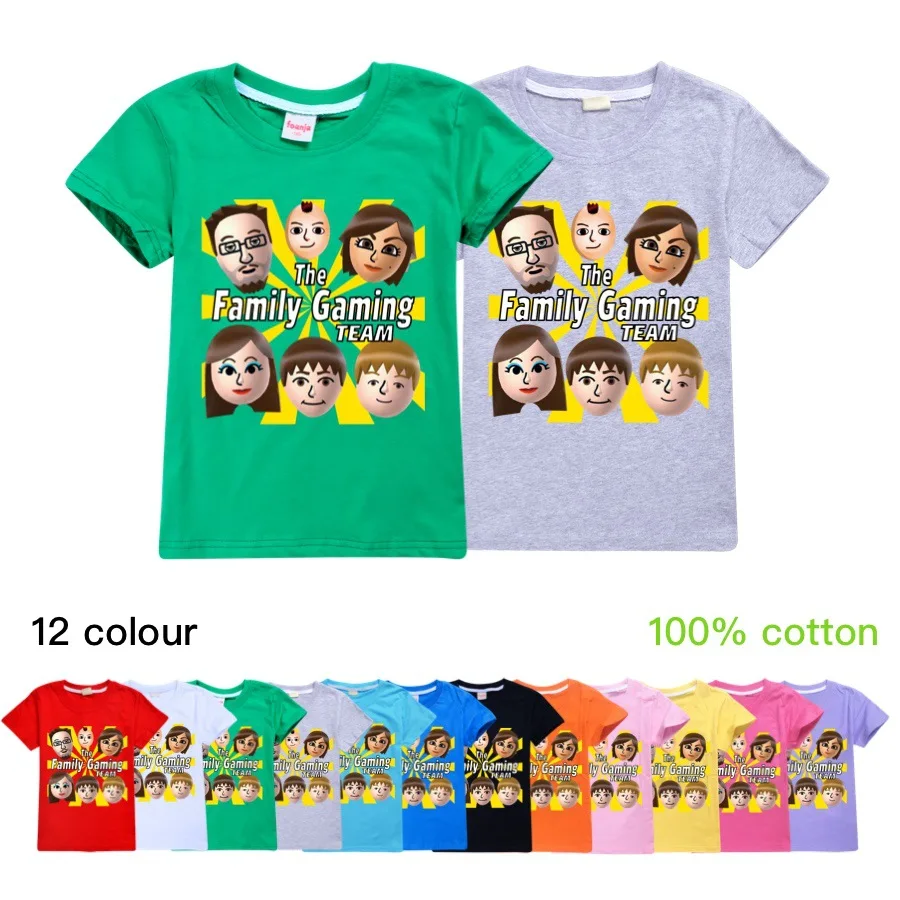 Fgteev Shirt Toddler Boy Clothes Cotton Boys Summer Tops Little Girls Funny Shirt 2-16Year Teenage Tshirt O-neck Clothing