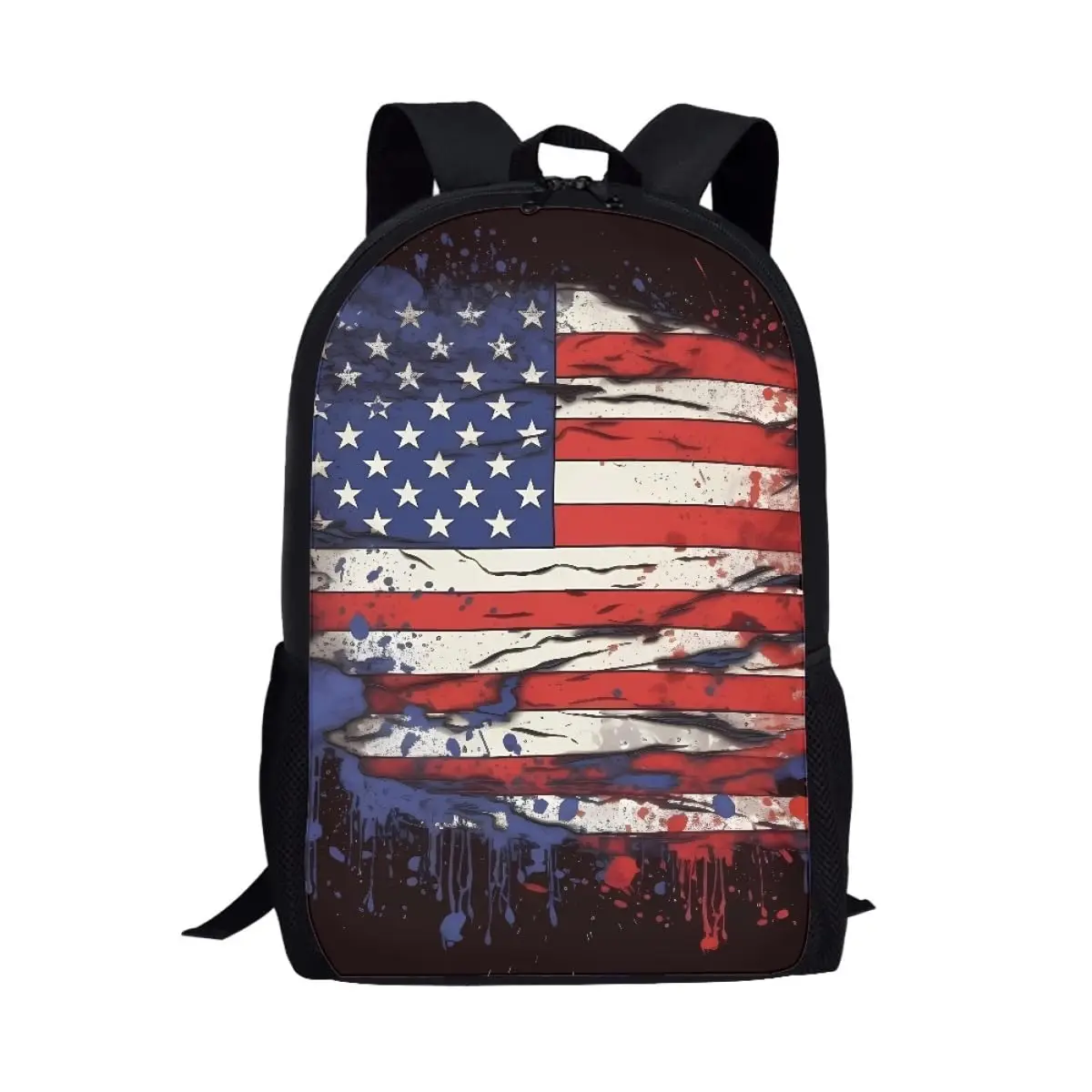 

USA Flag Mens Boys American Flag Skull Print Cool Backpack School Bags Patriotic USA Flag Knapsack Daypack Rucksack