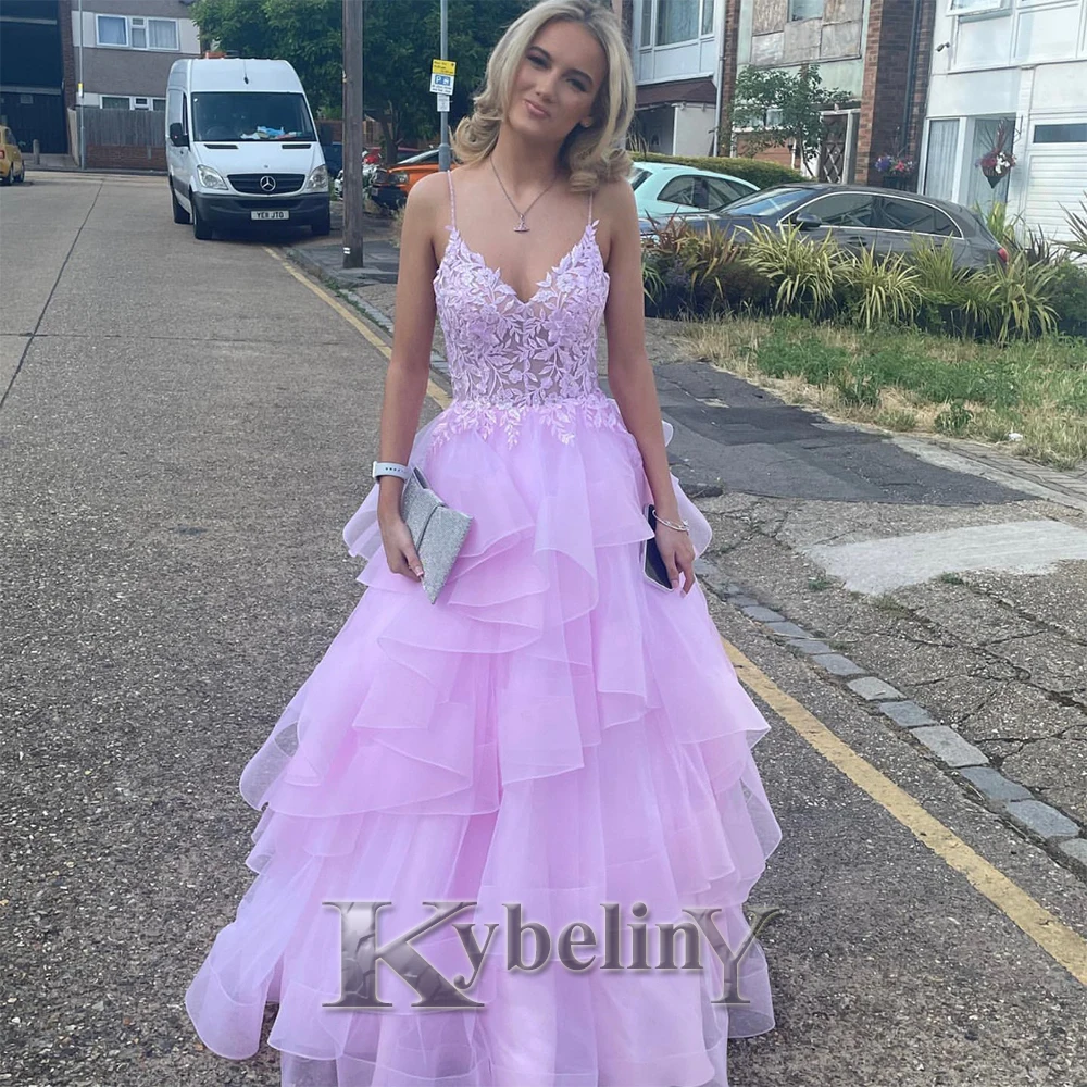 

Kybeliny Pretty Tiered Prom Dresses For Woman 2024 Spaghetti Straps A-line Evening Gowns Vestidos De Fiesta Party Made To Order