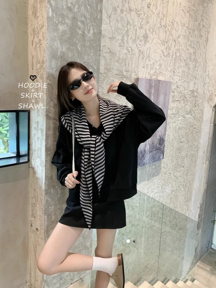 Свободная толстовка с v-образным вырезом и длинными рукавами шаль в полоску