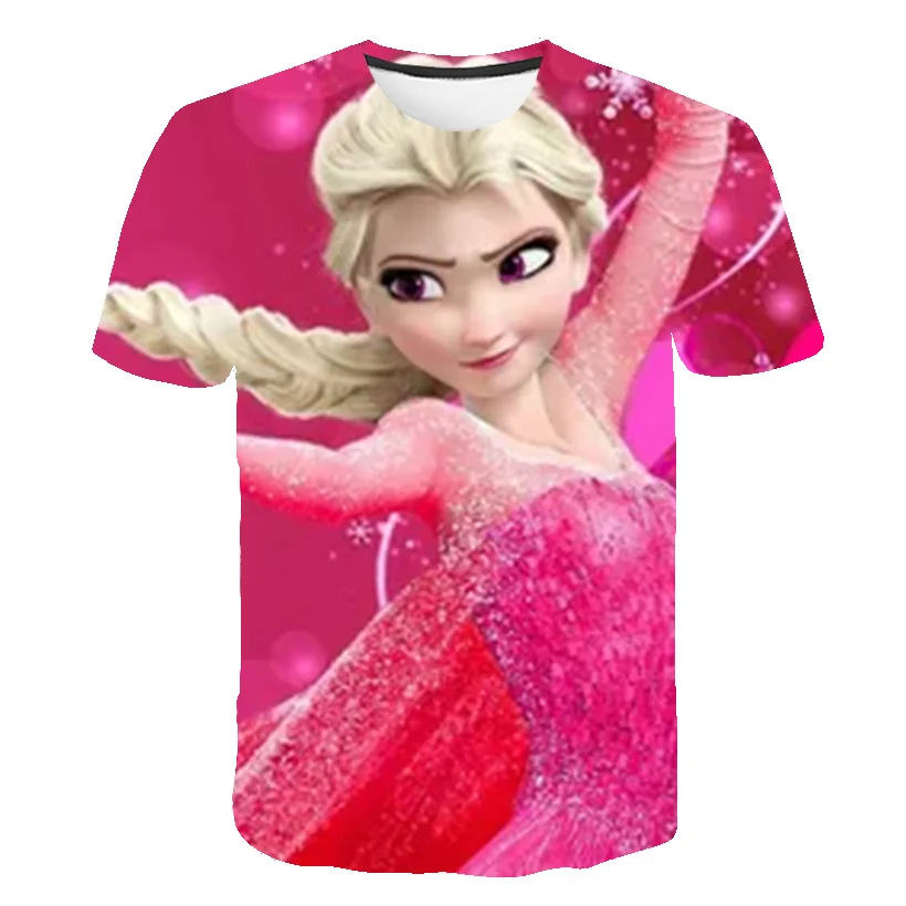 Elsa Frozen Summer Kids T-shirt Fashion Anna Elsa Girls Tees Short Sleeve Boys Tops Casual Children Clothes For 1-14Years 2023 images - 6