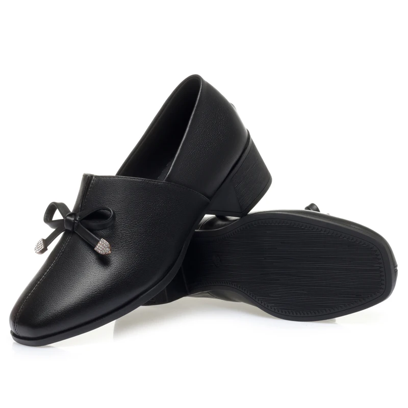 AIYUQI Dress Shoes Women Genuine Leather 2023 Fall New Thick Heel Large Size Women Casual Shoes Square Head Women Office Shoes