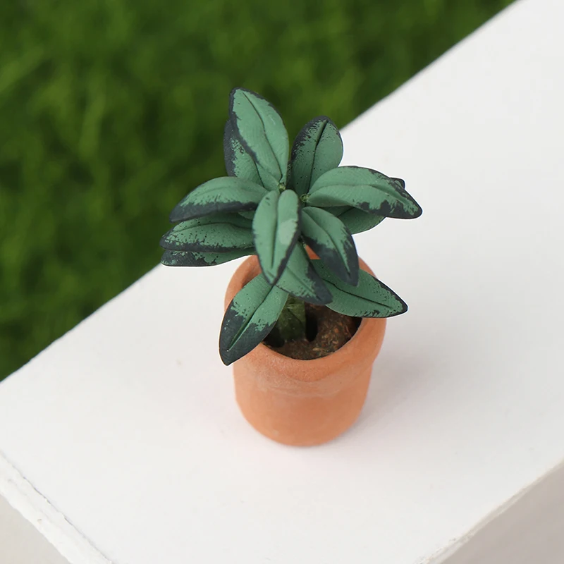 1 шт. 1:12 миниатюрный горшок для кукольного домика зеленое растение с листьями