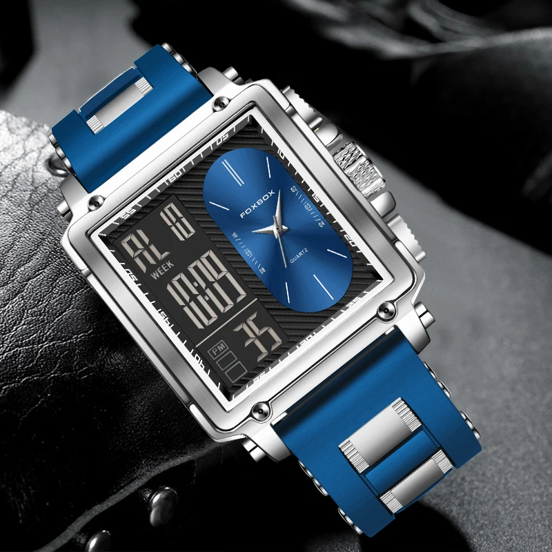 FOXBOX оригинальные кварцевые мужские наручные часы в стиле милитари спортивные