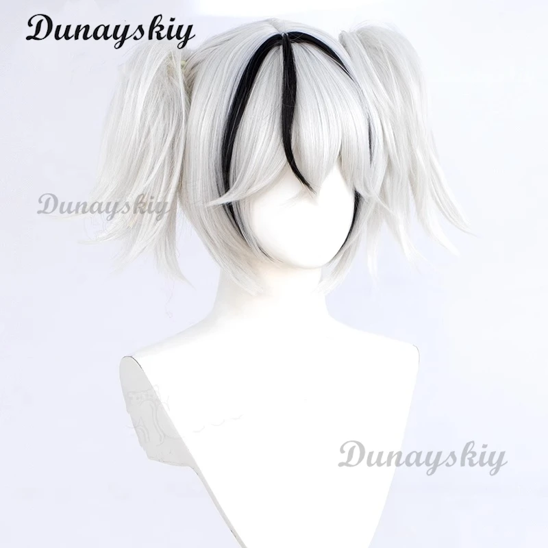 Wuthering Waves Camellya парик для косплея черные береги Chun белый с двойным хвостиком