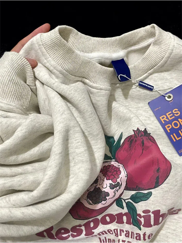 

Женский свитшот с длинным рукавом, повседневный Свободный пуловер с принтом, уличная одежда, свитшот на осень-зиму 2022