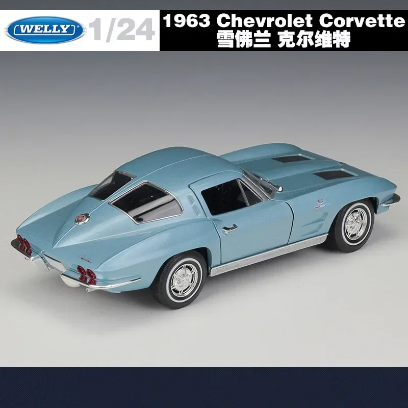 Модель спортивного автомобиля WELLY 1:24 для Chevrolet Corvette 1963 из сплава литая