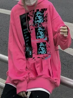 deeptown grunge streetwear print hoodies women harajuku hippie graphic print oversize pink sweatshirts japanese style female top