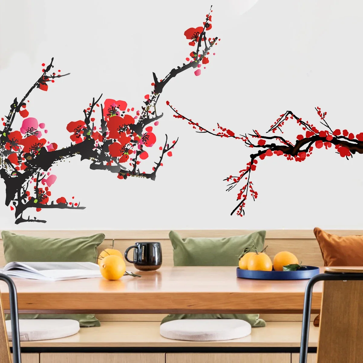 Чернила цветы сливы красные наклейки на стену детская комната потолок крышу