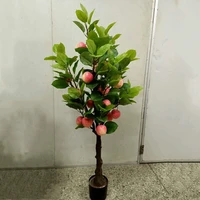 simulation big apple fruit tree bonsai artificial fake potted green leaf plants for home office hotel ornaments greening decor