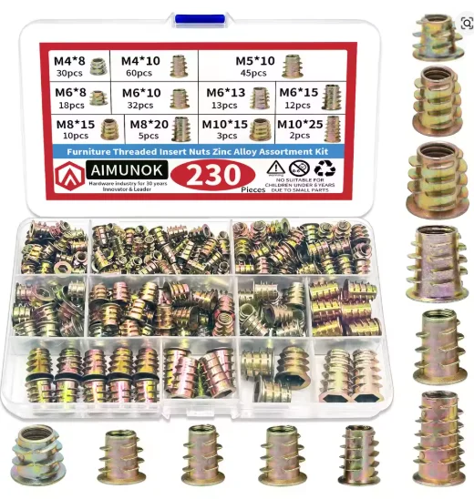 

Набор конических гаек с винтовыми вставками из углеродистой стали (130/230 шт.)