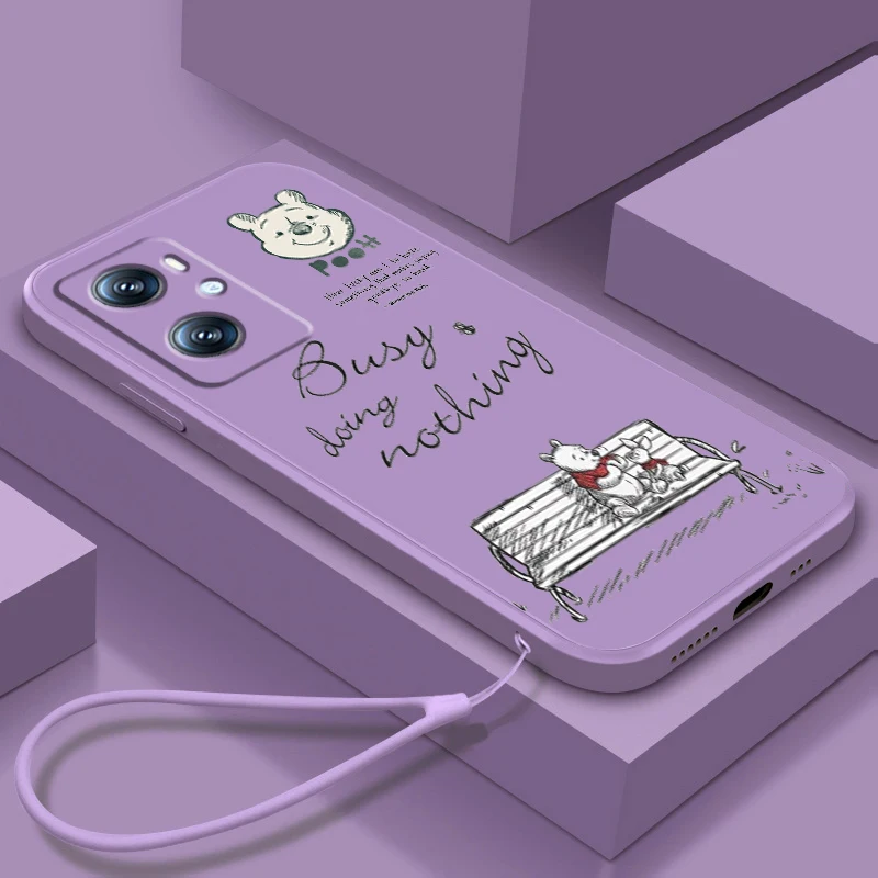 

Disney Winnie The Bear Art Phone Case For OPPO Find X5 X3 F21 Lite A96 A94 A93 A77 A76 A74 A72 A57 A53S A16 A9 5G Liquid Rope