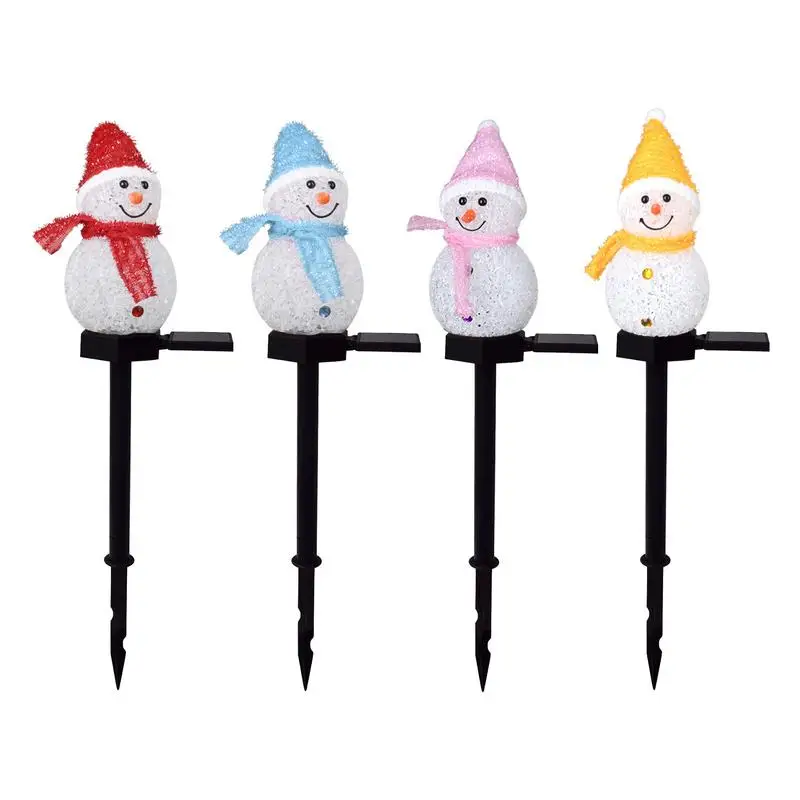 

Snowman Yard Stakes Outdoor Christmas Solar Garden Stake Decor 4pcs Pathway Marker Stakes Christmas Decorations For Yard Garden