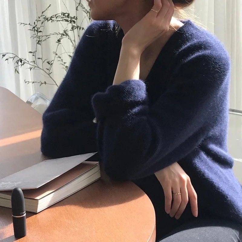 Осень-зима 2022 новая Корейская версия козьего свитера простой короткий свитер с