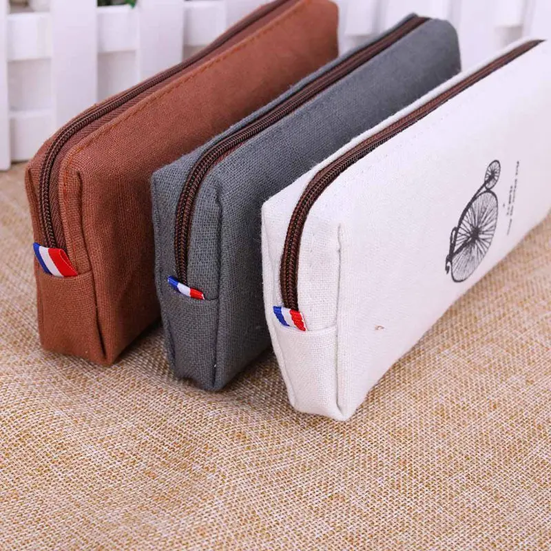 

Pencil Bag Retro Towers Linen Paris Style Pencil Cases Stationery Material for Students Office Supplies