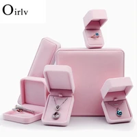 oirlv 2021 new pink velvet gift box ring earrings necklace packaging display box counter display props