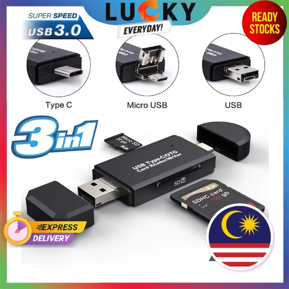 

SD Card Reader USB C Card Reader 3 In 1 USB 2.0 TF/Mirco SD Smart Memory Card Reader Type C OTG Flash Drive Cardreader Adapter