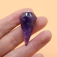 natural stone pendants reiki healing amethysts crystal pendulum amulet for trendy jewelry making lover necklace festive gifts