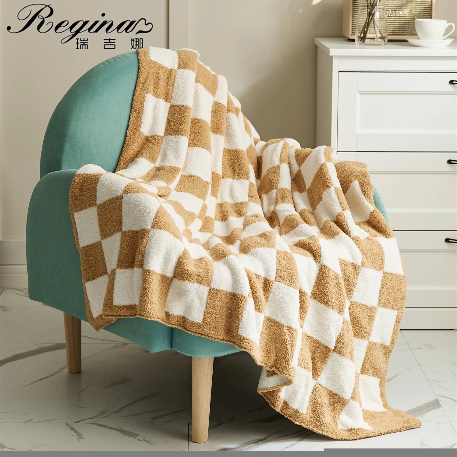 

REGINA Brand Downy Checkerboard Plaid Blanket Fluffy Soft Casual Sofa TV Throw Blanket Room Decor Bed Bedspread Quilt Blankets