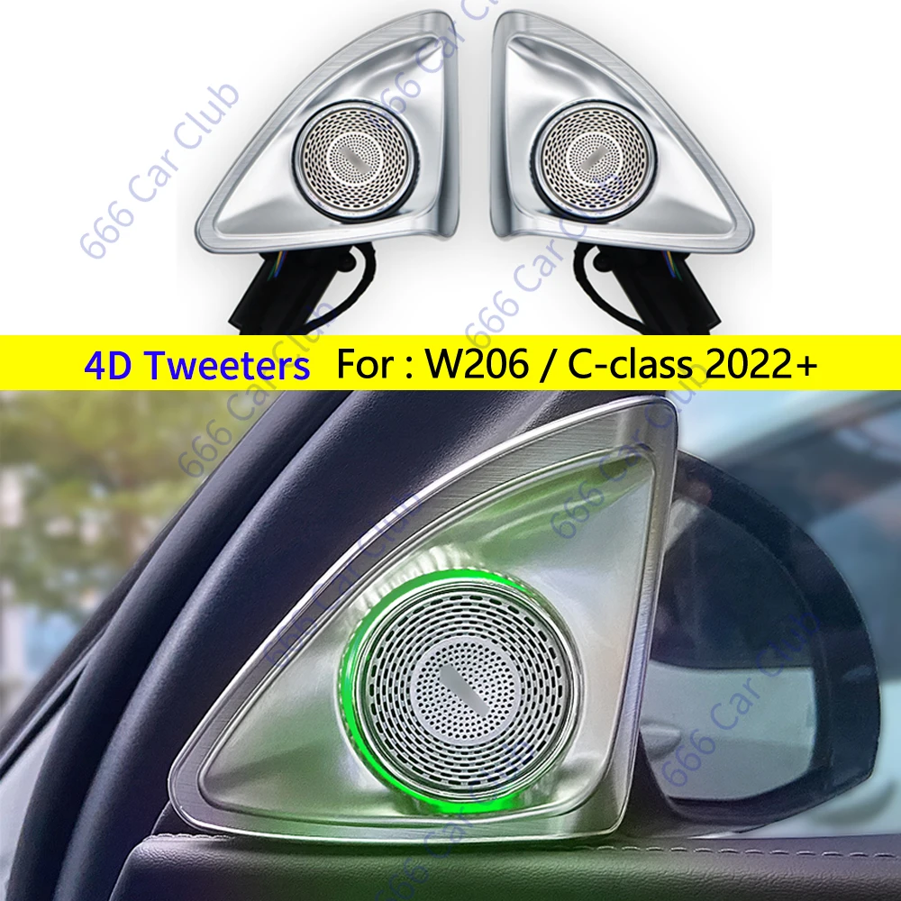 

64 Colors 4D Tweeter Speaker For Mercedes Benz 2022 C-Class W206 C300 Car RGB LED Ambient Light 3D Rotating Treble Horn Refit