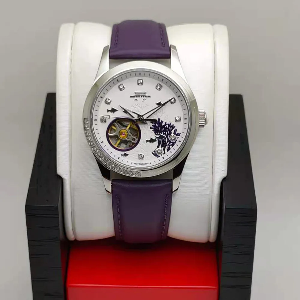 36 мм модные Аутентичные Пекинские брендовые фиолетовые коралловые сапфировые