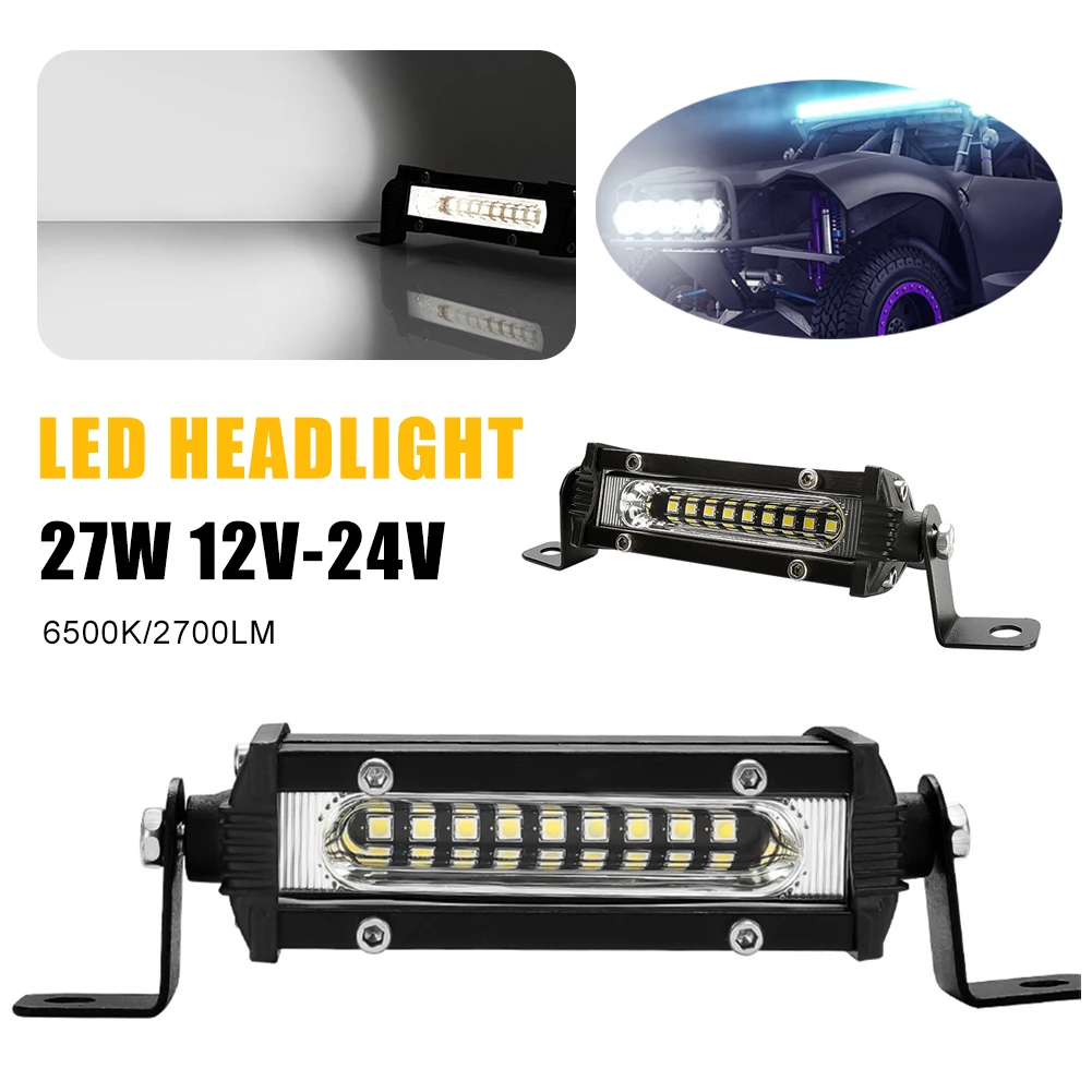 

12V/24V Car LED Work Light Bar 27W Off Road LED Pod 3030 LED Flood Light Headlight Waterproof For Car Truck 4x4 SUV ATV Marine