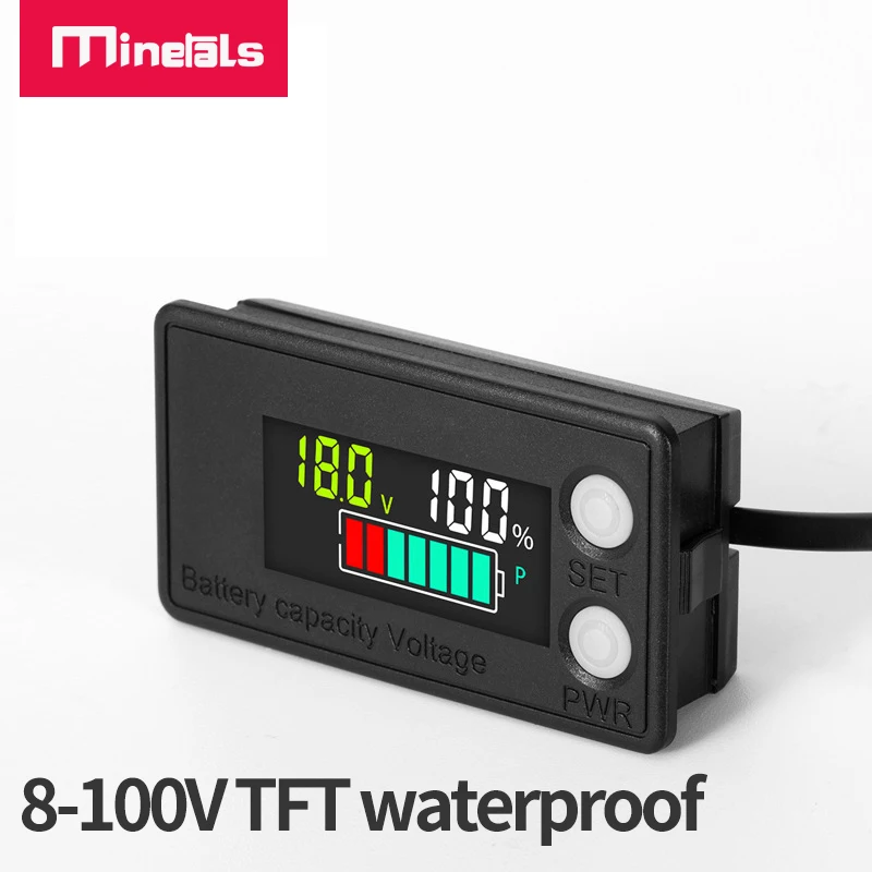 ЖК-дисплей, водонепроницаемый, IPX7 DC 8V-100V, экран дисплея батареи 12V 48V 60V 72V, белый, синий TFT индикатор напряжения