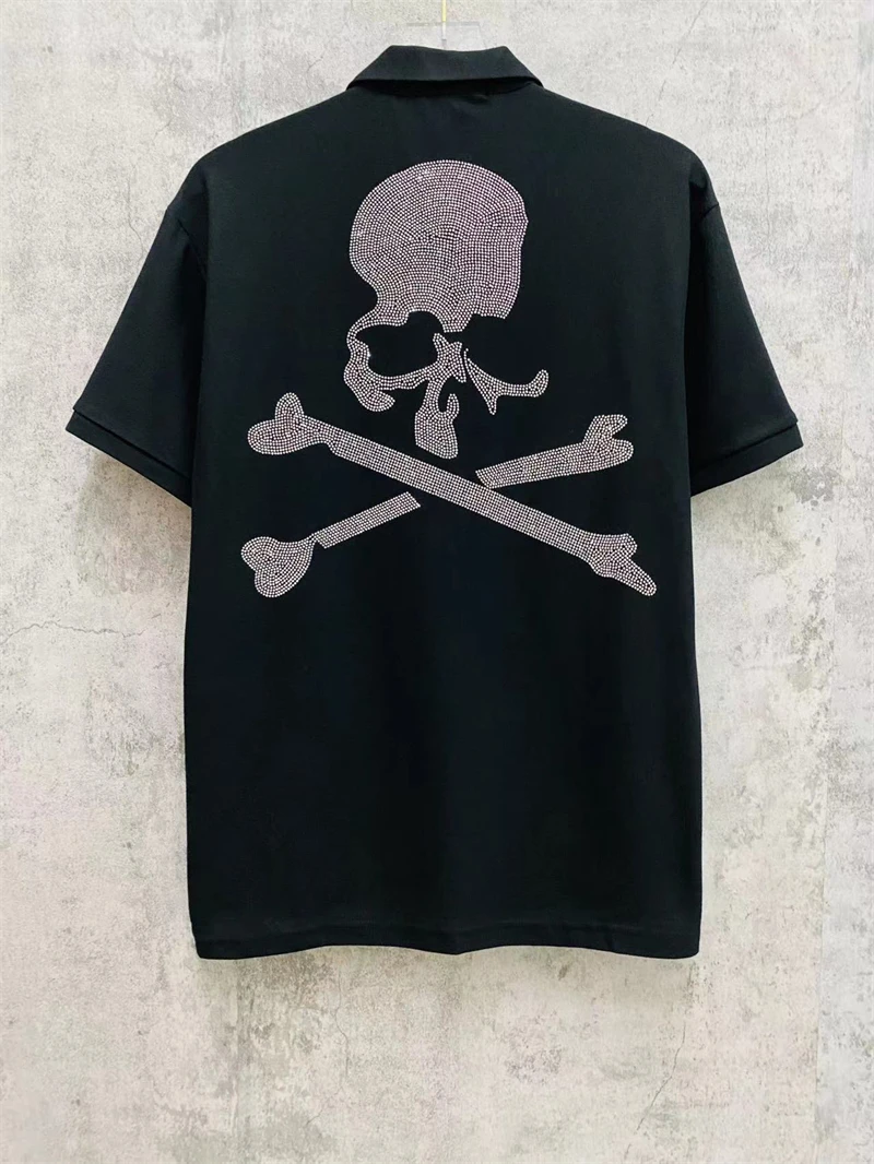 

2023ss New Mastermind World T Shirt Oversized Diamond Skull Pattern Stand Collar Top Tees T-shirts for men