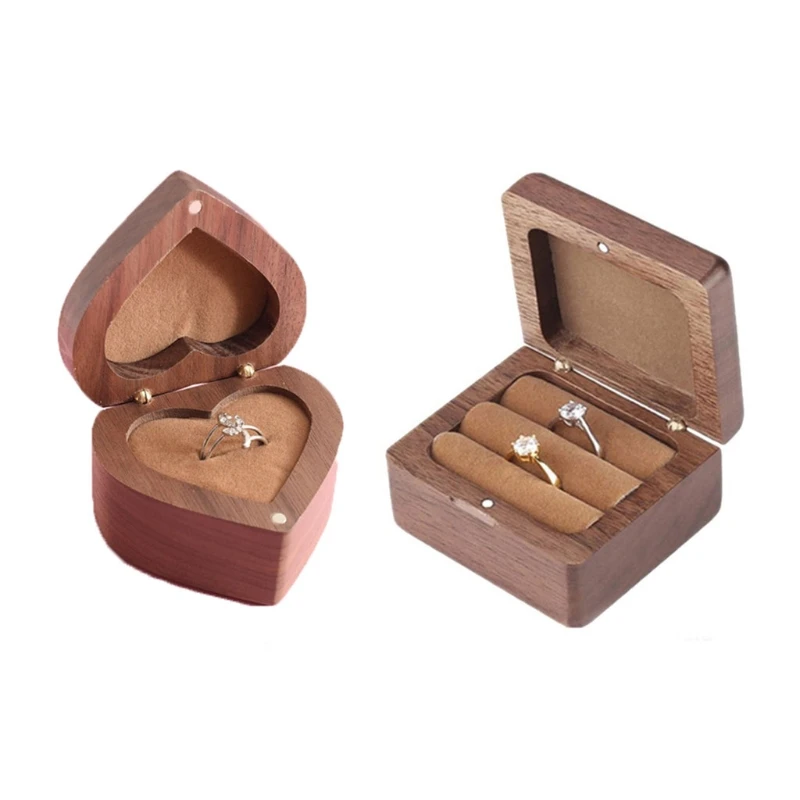 

4XBE Women Decorative Box with Lid Ring Box Jewelry Holder for Proposal Birthday