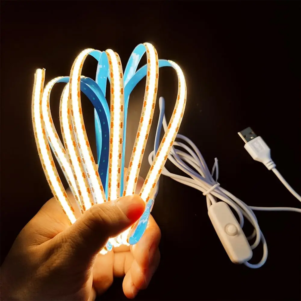 

USB светодиодная лента теплый белый свет COB 320 LED/м