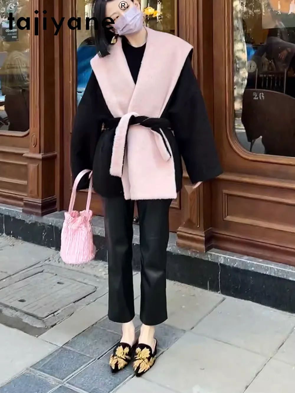 TAJIYANE брюки-карандаш из натуральной овчины женские брюки 2023 осенне-зимняя одежда