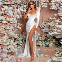 angelsbridep sleeve robe de mari%c3%a9e mermaid wedding dress 2022 boho side split floor length luxury bride gowns vestidos de noiva