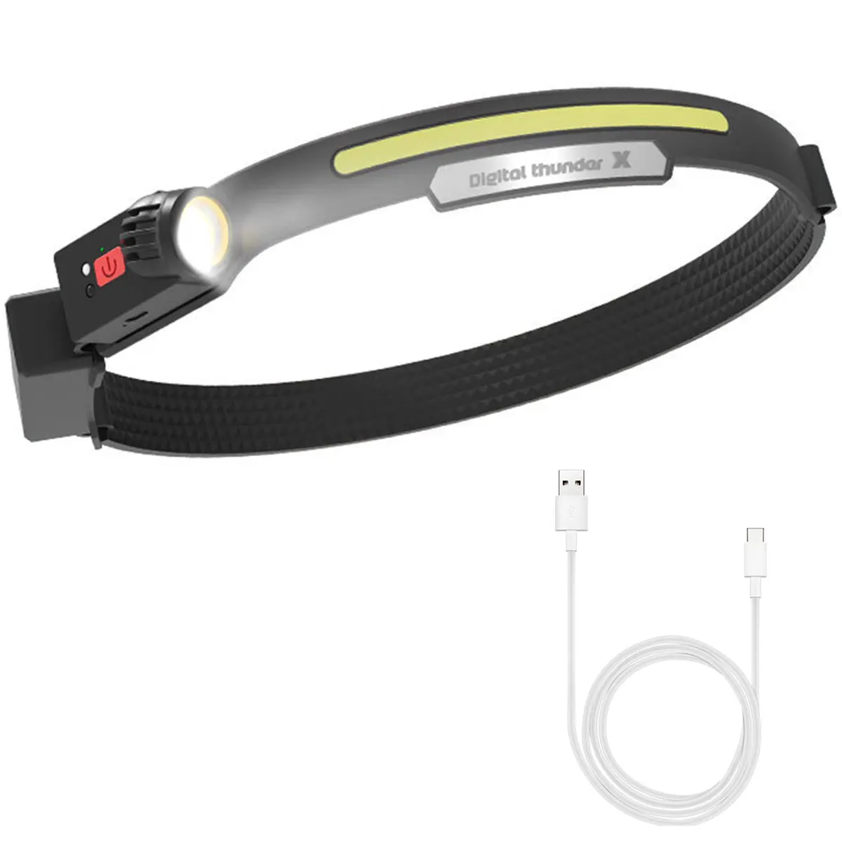 

L LED Headband COB+XPE Headlight with 4 Lighting Modes and Smart Sensor LED Head Torchlight IPX5 Waterproof Rechargeable Head F