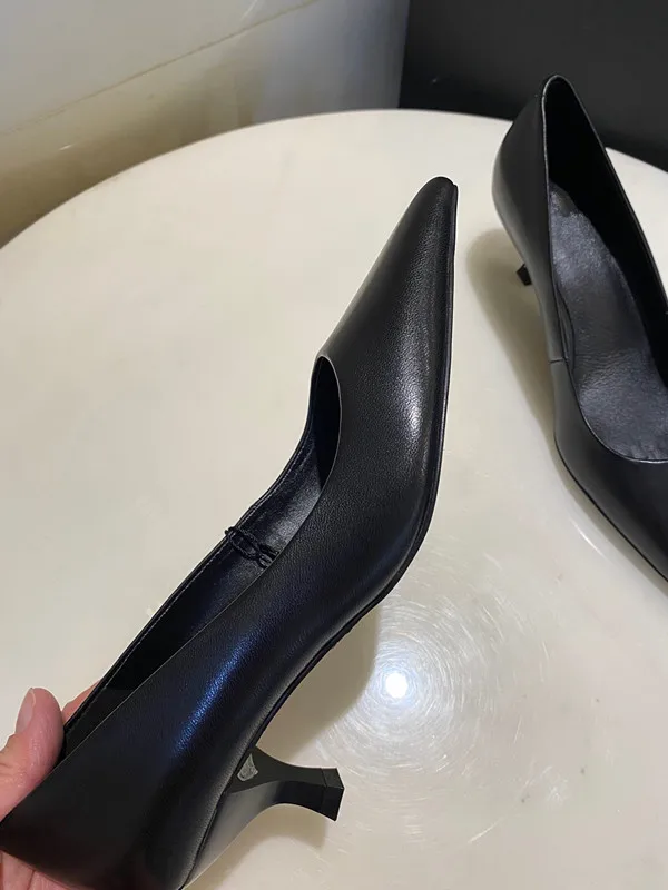 Maxdutti  Shoes Women Fashion Heel Shoes Women England Style Office Lady Simple Sheep Soft Casual Cusp High-Heeled