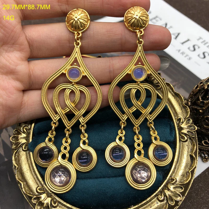 

Vintage Versatile Jelly Glass Irregular Shoulder Sweeping Earrings