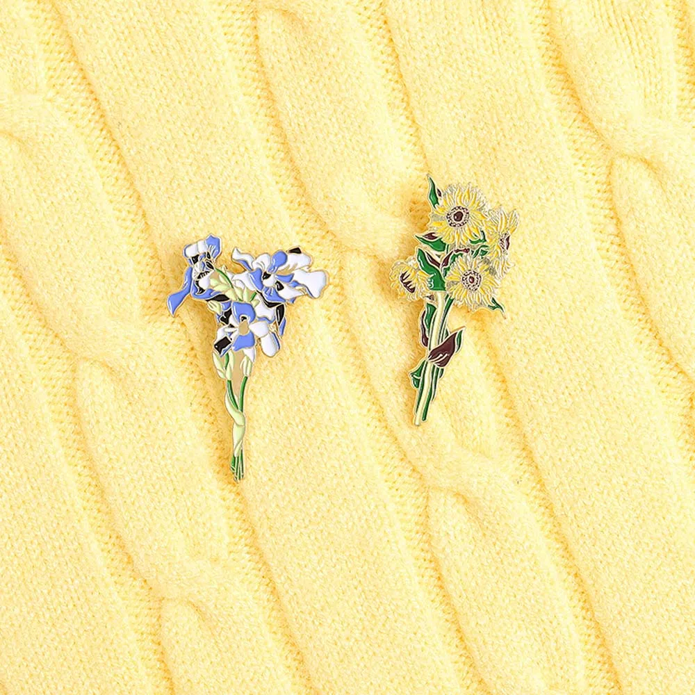 

Wild Simple Korean Flower Metal Women Clothes Badges Enamel Pin Fashion Jewelry Sunflower Brooch