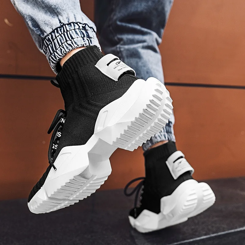 Spring Summer Fashion Black Men's Sock Sneakers Breathable Light Running Shoes Men High Comfortable Chunky Shoes Man Big Size 47