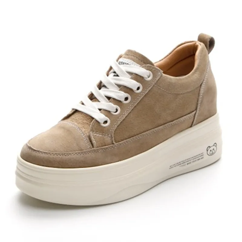 Hundreds Of Muffin Shoes 2023 Spring New Casual Sports Within The High Thick Bottom Frosted Leather Pop Tide Shoes